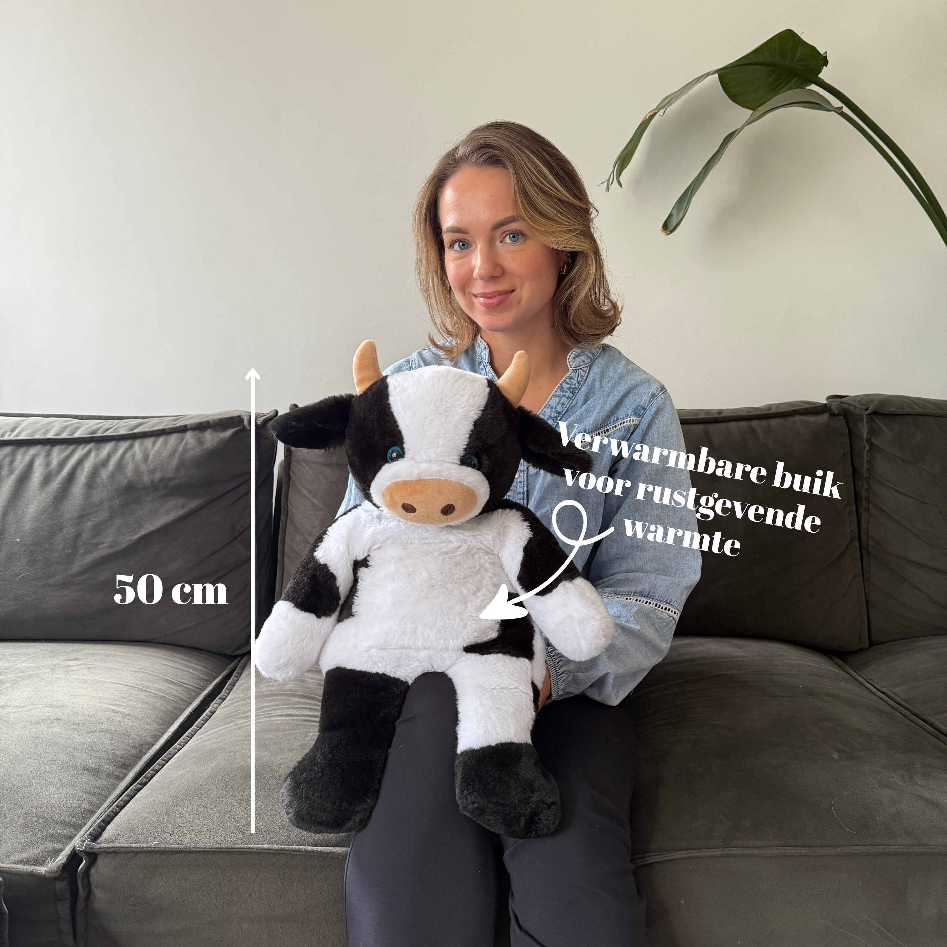 Verzwaringsknuffel Koe 2,2 kg + Gratis Pittenzakje