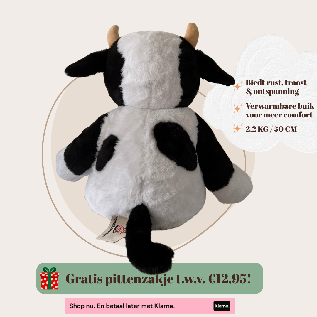 Verzwaringsknuffel Koe 2,2 kg + Gratis Pittenzakje